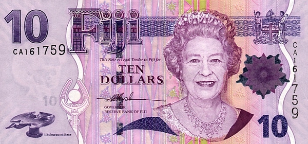 Купюра номиналом 10 фиджийских долларов, лицевая сторона